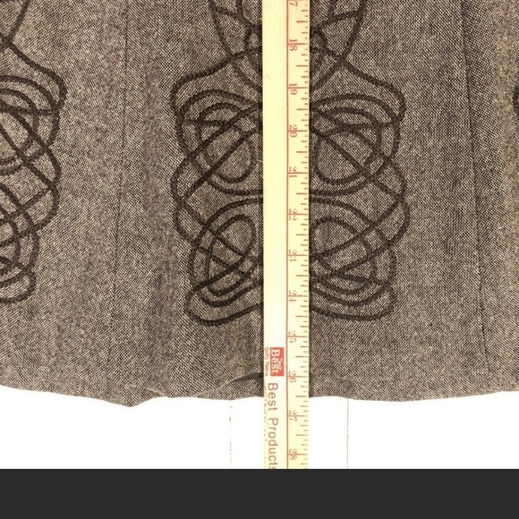 Loft A Line Skirt Ladies 10 Brown Wool Blend Decorative Stitching No Pockets - Picture 2 of 8